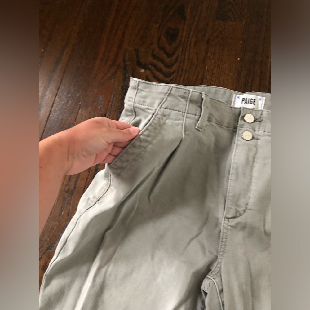 PAIGE Women’s 32 Mayslie Gray Pleated Denim High-Rise Cropped Jogger Jeans - EUC - Picture 12 of 16
